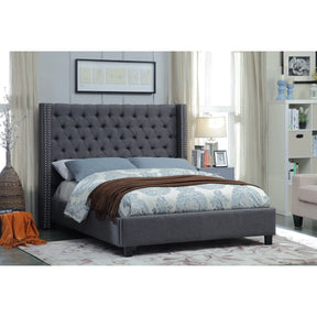 Meridian Furniture Ashton Grey Linen Full Bed-Minimal & Modern
