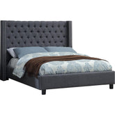 Meridian Furniture Ashton Grey Linen Queen BedMeridian Furniture - Queen Bed - Minimal And Modern - 1
