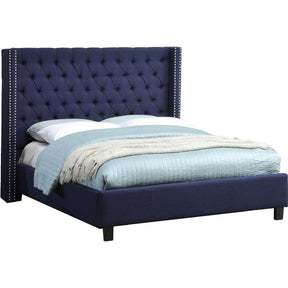 Meridian Furniture Ashton Navy Linen King BedMeridian Furniture - King Bed - Minimal And Modern - 1