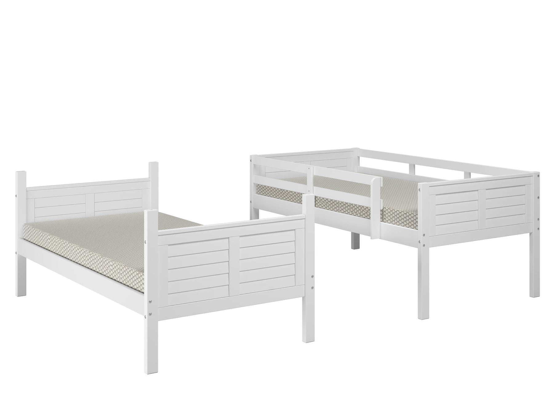 Manhattan Comfort Empire Solid Pine Wood Twin Size Bunk Bed in White-Minimal & Modern