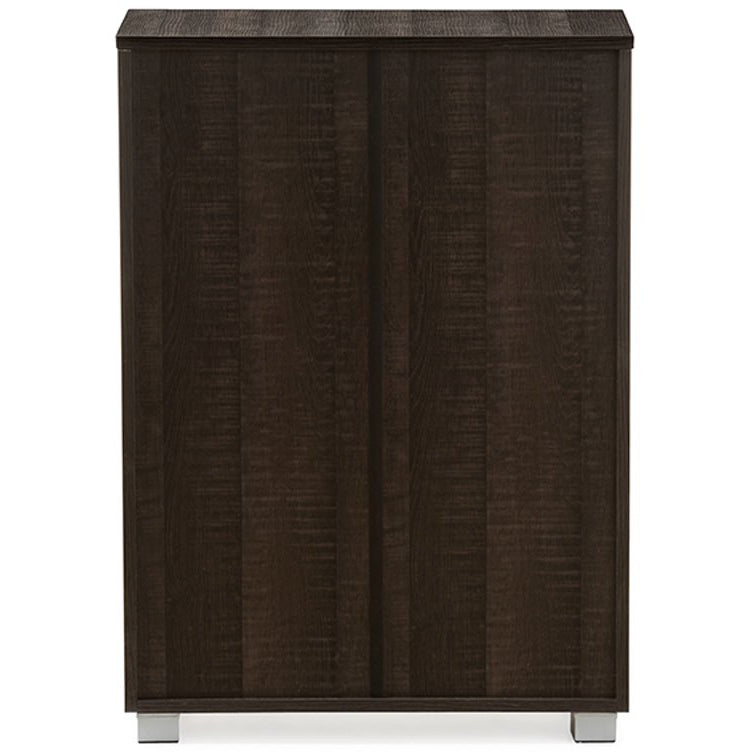 Baxton Studio Mason Modern and Contemporary Dark Brown Multipurpose Storage Cabinet Sideboard with Two Class Doors Baxton Studio--Minimal And Modern - 4