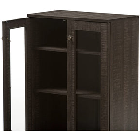 Baxton Studio Mason Modern and Contemporary Dark Brown Multipurpose Storage Cabinet Sideboard with Two Class Doors Baxton Studio--Minimal And Modern - 5
