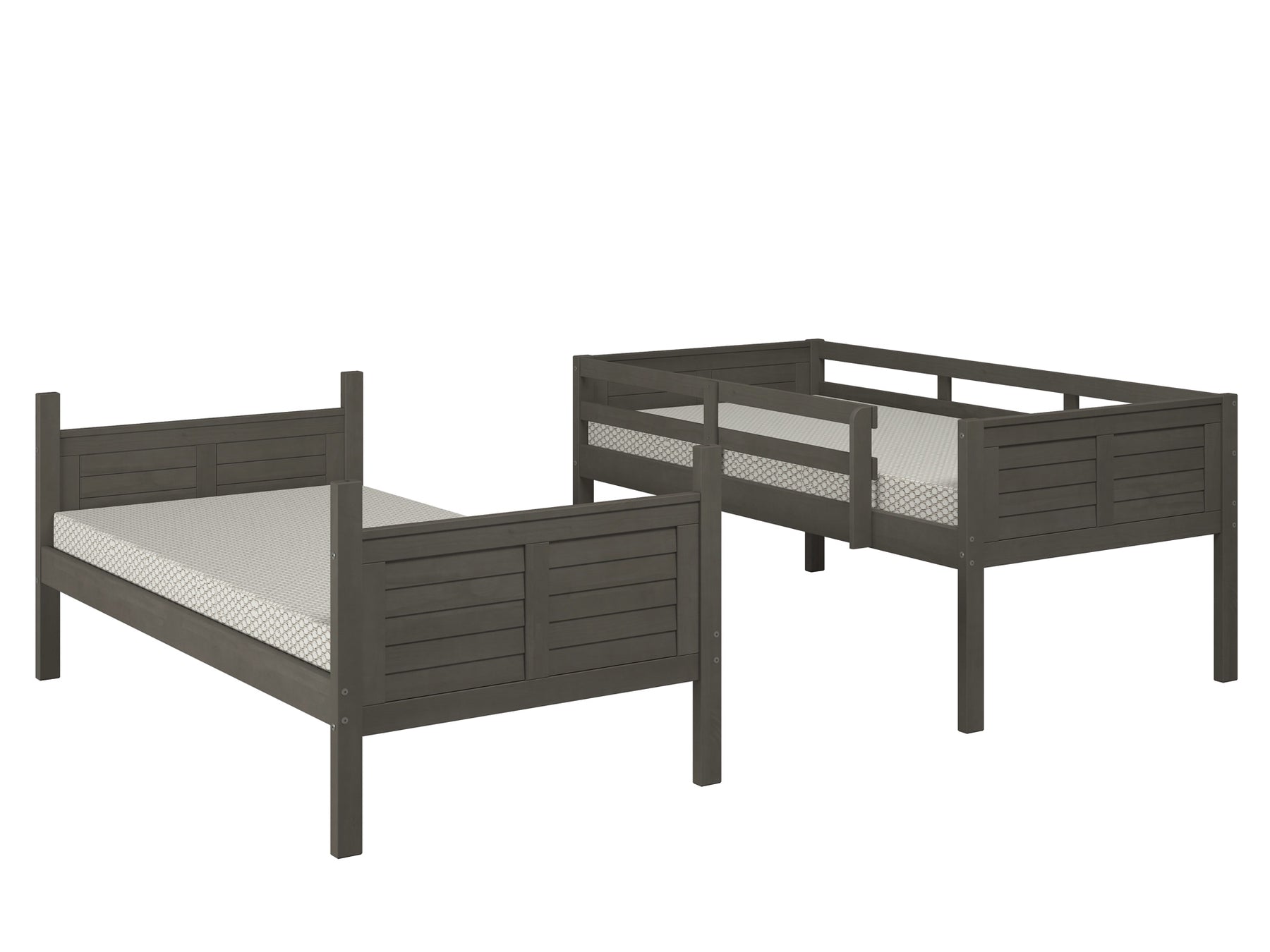 Manhattan Comfort Empire Solid Pine Wood Twin Size Bunk Bed in Grey-Minimal & Modern