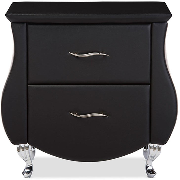 Baxton Studio Erin Modern and Contemporary Black Faux Leather Upholstered Nightstand Baxton Studio-nightstands-Minimal And Modern - 1