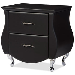 Baxton Studio Erin Modern and Contemporary Black Faux Leather Upholstered Nightstand Baxton Studio-nightstands-Minimal And Modern - 2
