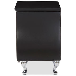 Baxton Studio Erin Modern and Contemporary Black Faux Leather Upholstered Nightstand Baxton Studio-nightstands-Minimal And Modern - 3