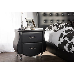 Baxton Studio Erin Modern and Contemporary Black Faux Leather Upholstered Nightstand Baxton Studio-nightstands-Minimal And Modern - 4