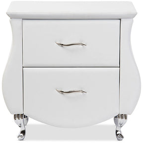Baxton Studio Erin Modern and Contemporary White Faux Leather Upholstered Nightstand Baxton Studio-nightstands-Minimal And Modern - 1
