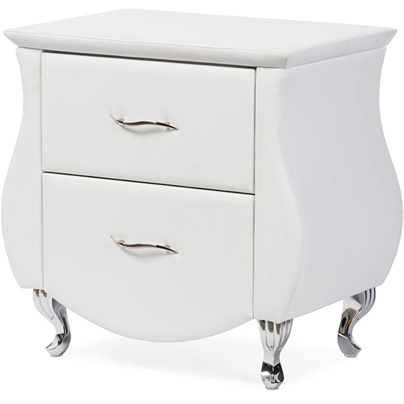 Baxton Studio Erin Modern and Contemporary White Faux Leather Upholstered Nightstand Baxton Studio-nightstands-Minimal And Modern - 2
