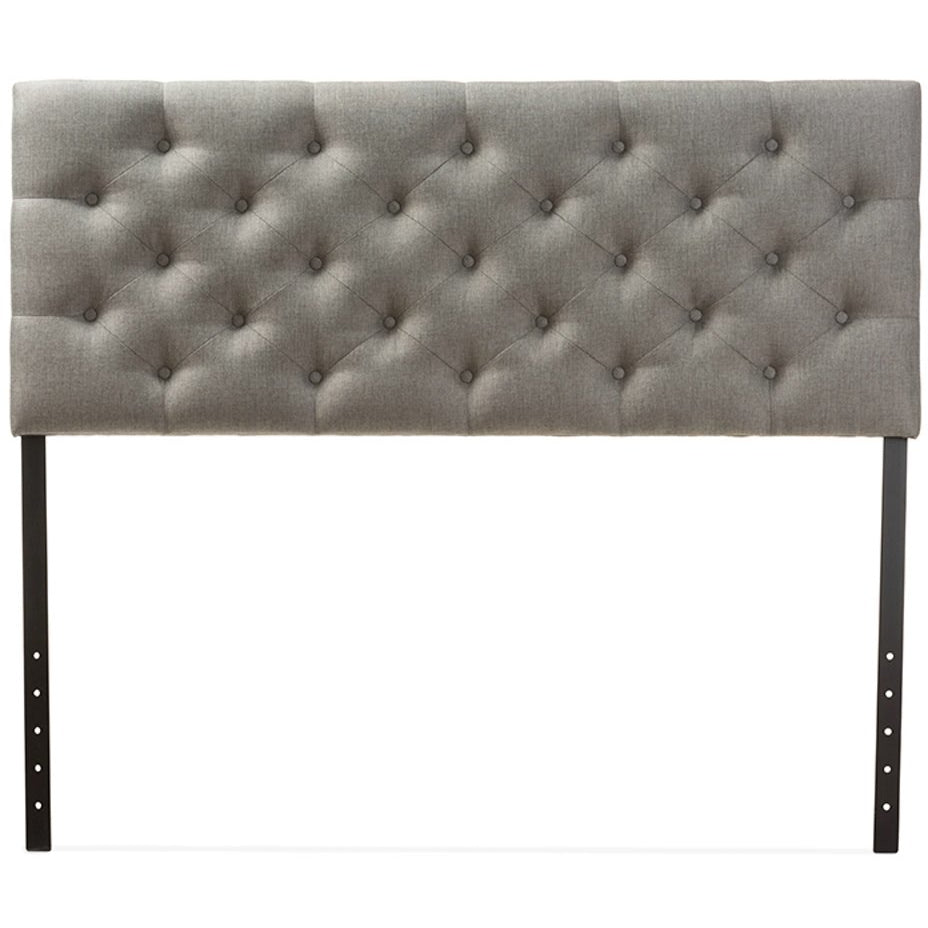 Baxton Studio Viviana Modern and Contemporary Grey Fabric Upholstered Button-tufted Queen Size Headboard Baxton Studio-Queen Headboard-Minimal And Modern - 1