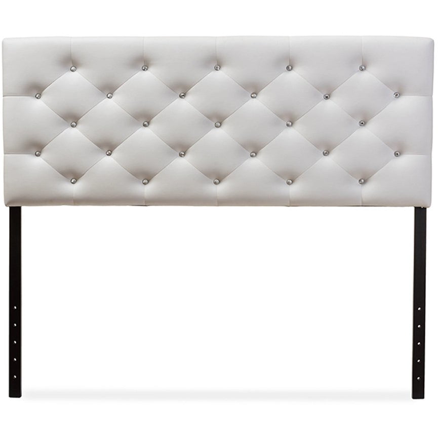 Baxton Studio Viviana Modern and Contemporary White Faux Leather Upholstered Button-tufted Queen Size Headboard Baxton Studio-Queen Headboard-Minimal And Modern - 1