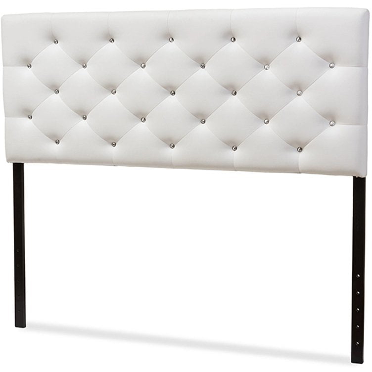 Baxton Studio Viviana Modern and Contemporary White Faux Leather Upholstered Button-tufted Queen Size Headboard Baxton Studio-Queen Headboard-Minimal And Modern - 2