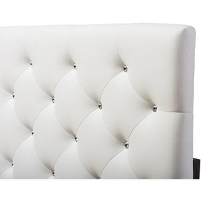 Baxton Studio Viviana Modern and Contemporary White Faux Leather Upholstered Button-tufted Full Size Headboard Baxton Studio-Full Headboard-Minimal And Modern - 3