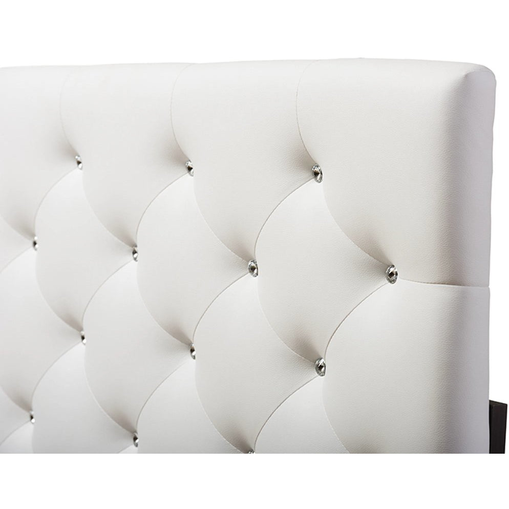 Baxton Studio Viviana Modern and Contemporary White Faux Leather Upholstered Button-tufted Queen Size Headboard Baxton Studio-Queen Headboard-Minimal And Modern - 3