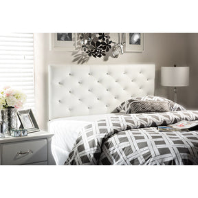 Baxton Studio Viviana Modern and Contemporary White Faux Leather Upholstered Button-tufted Queen Size Headboard Baxton Studio-Queen Headboard-Minimal And Modern - 5