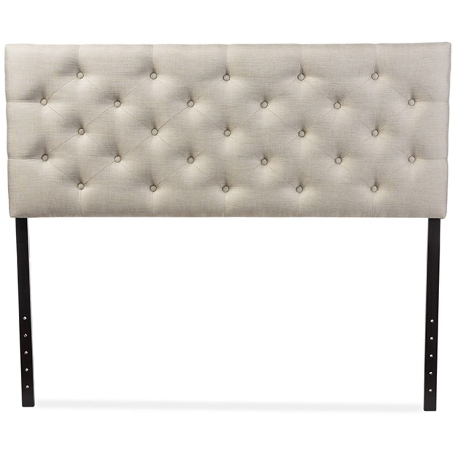 Baxton Studio Viviana Modern and Contemporary Light Beige Fabric Upholstered Button-tufted Queen Size Headboard Baxton Studio-Queen Headboard-Minimal And Modern - 1