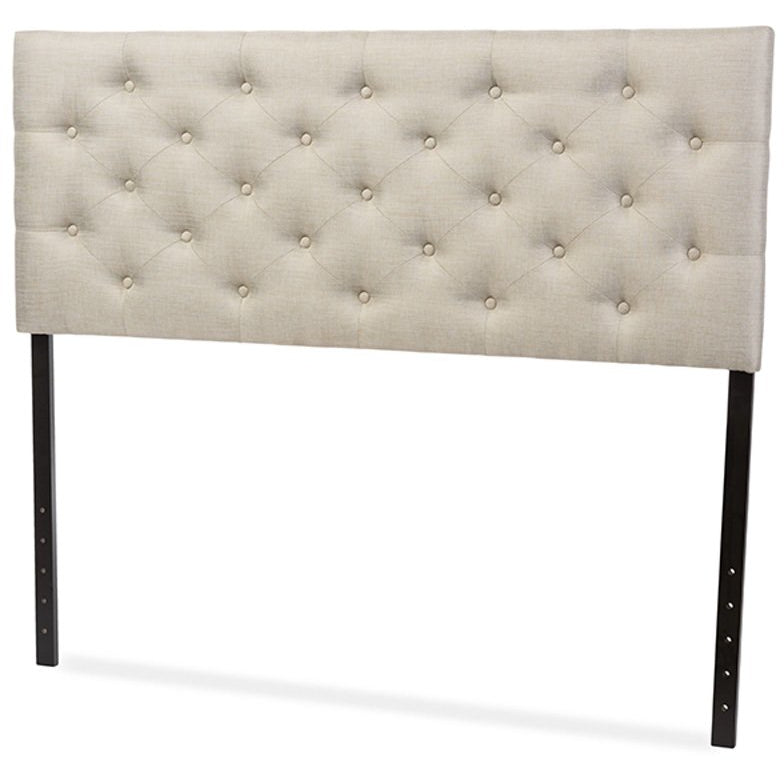 Baxton Studio Viviana Modern and Contemporary Light Beige Fabric Upholstered Button-tufted Queen Size Headboard Baxton Studio-Queen Headboard-Minimal And Modern - 2