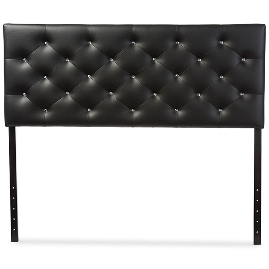 Baxton Studio Viviana Modern and Contemporary Black Faux Leather Upholstered Button-tufted Queen Size Headboard Baxton Studio-Queen Headboard-Minimal And Modern - 1