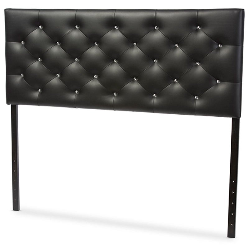 Baxton Studio Viviana Modern and Contemporary Black Faux Leather Upholstered Button-tufted Full Size Headboard Baxton Studio-Full Headboard-Minimal And Modern - 2