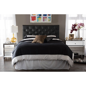 Baxton Studio Viviana Modern and Contemporary Black Faux Leather Upholstered Button-tufted Full Size Headboard Baxton Studio-Full Headboard-Minimal And Modern - 4