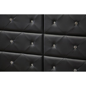 Baxton Studio Luminescence Black Faux Leather Upholstered Dresser Baxton Studio-Dresser-Minimal And Modern - 4