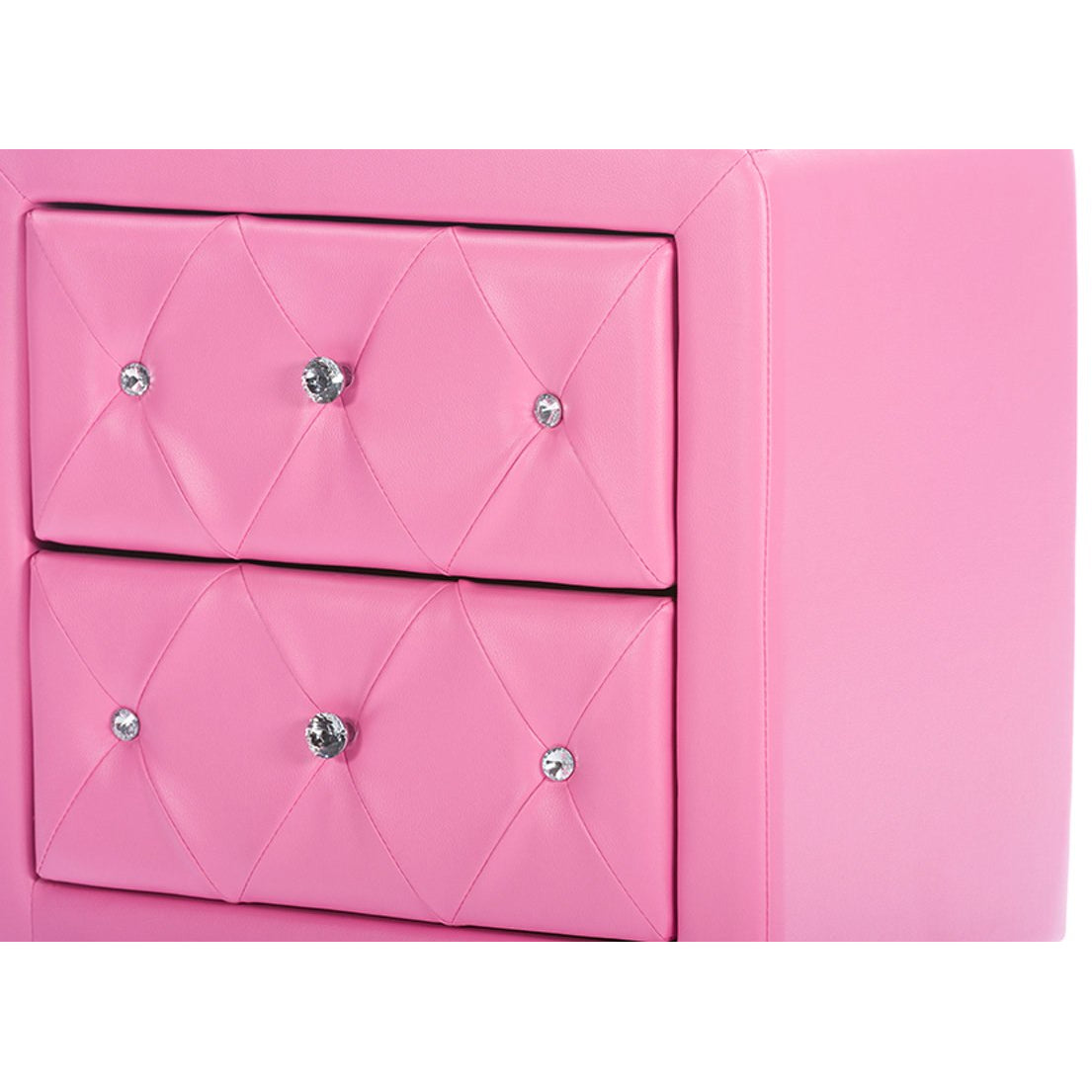 Baxton Studio Stella Crystal Tufted Pink Leather Modern Nightstand Baxton Studio-nightstands-Minimal And Modern - 4