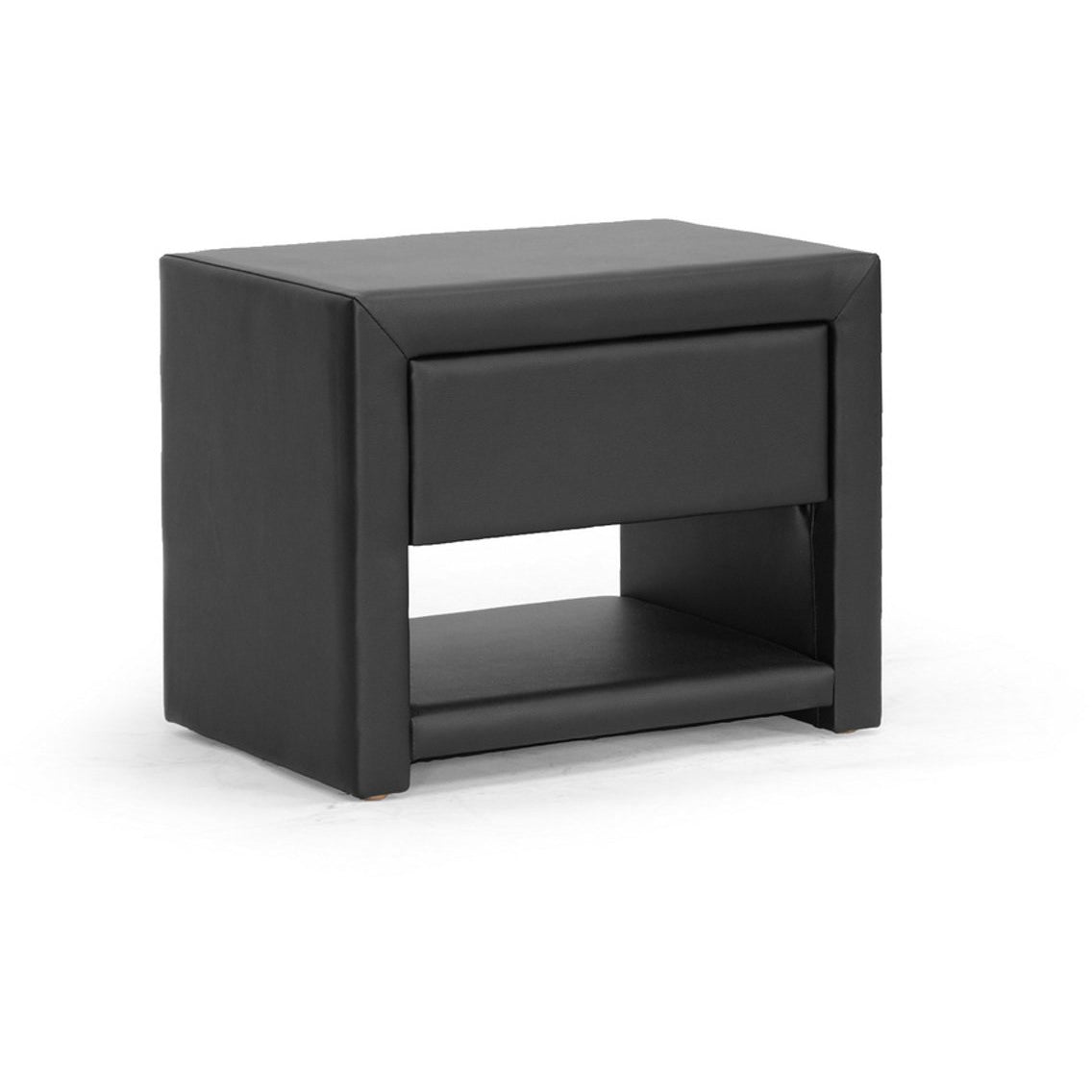 Baxton Studio Massey Black Upholstered Modern Nightstand Baxton Studio-nightstands-Minimal And Modern - 1