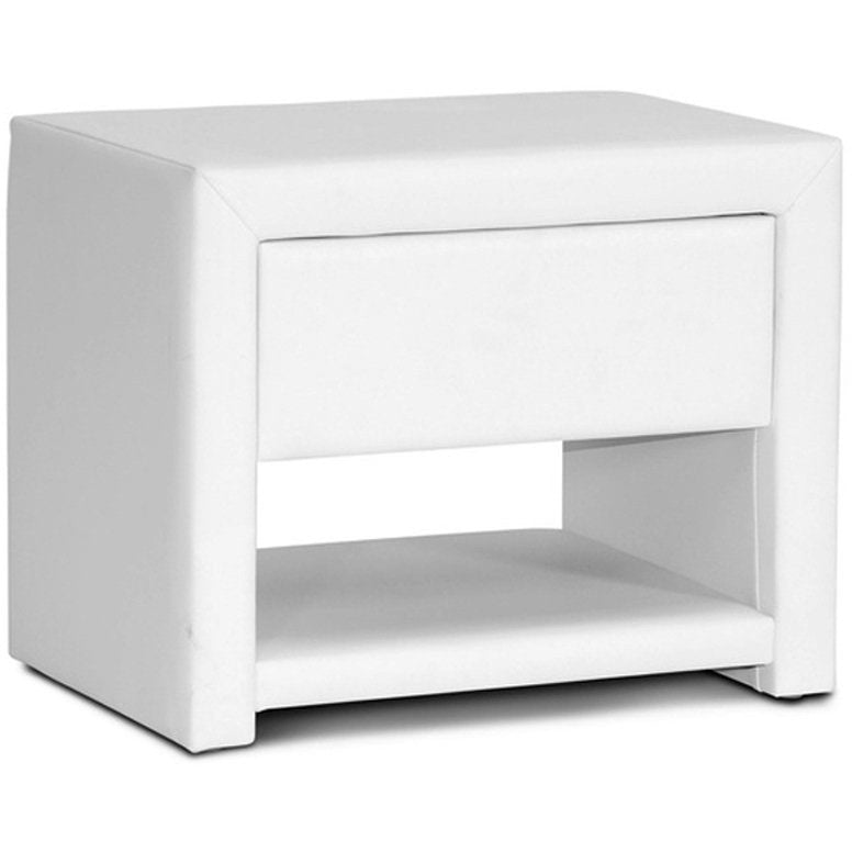 Baxton Studio Massey White Upholstered Modern Nightstand Baxton Studio-nightstands-Minimal And Modern - 1