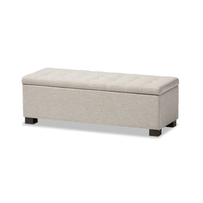 Baxton Studio Roanoke Modern and Contemporary Beige Fabric Upholstered Grid-Tufting Storage Ottoman Bench Baxton Studio-benches-Minimal And Modern - 2