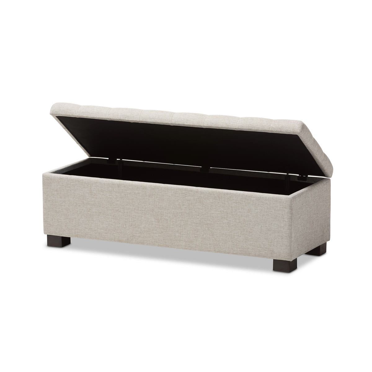 Baxton Studio Roanoke Modern and Contemporary Beige Fabric Upholstered Grid-Tufting Storage Ottoman Bench Baxton Studio-benches-Minimal And Modern - 3