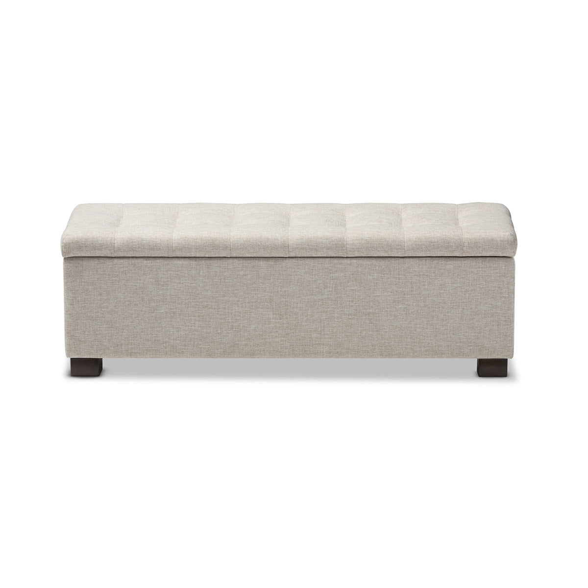 Baxton Studio Roanoke Modern and Contemporary Beige Fabric Upholstered Grid-Tufting Storage Ottoman Bench Baxton Studio-benches-Minimal And Modern - 4