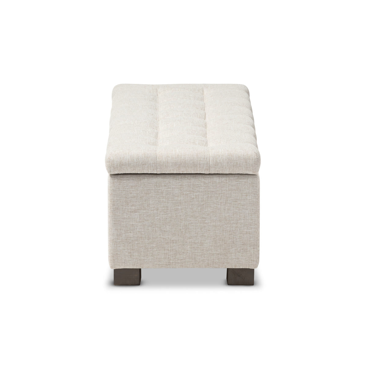 Baxton Studio Roanoke Modern and Contemporary Beige Fabric Upholstered Grid-Tufting Storage Ottoman Bench Baxton Studio-benches-Minimal And Modern - 5
