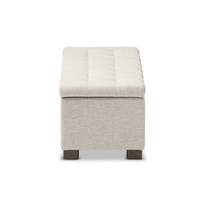 Baxton Studio Roanoke Modern and Contemporary Beige Fabric Upholstered Grid-Tufting Storage Ottoman Bench Baxton Studio-benches-Minimal And Modern - 5