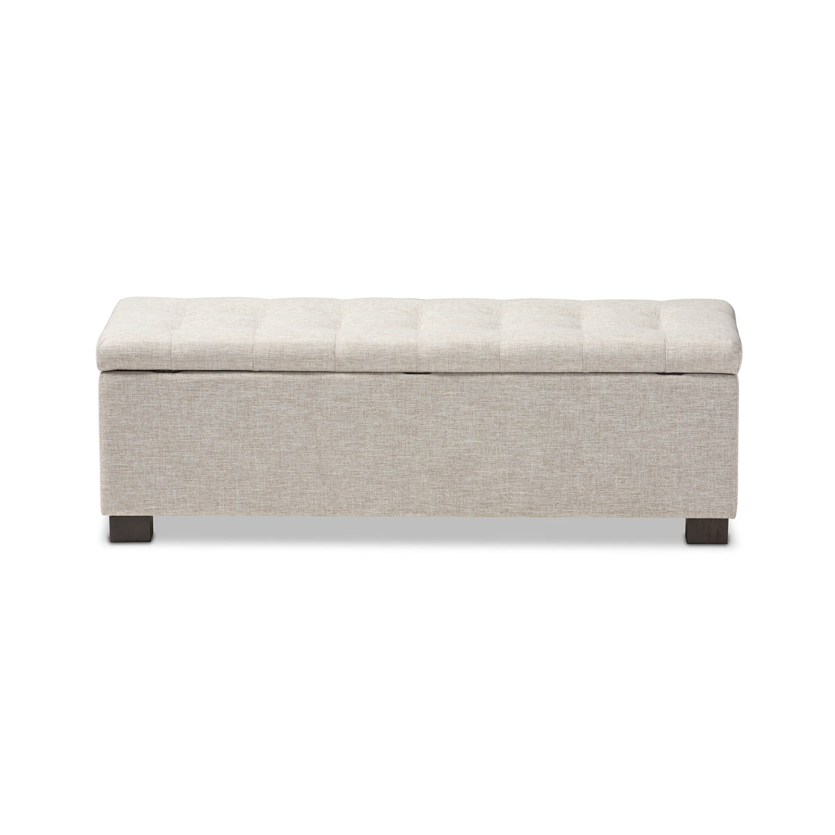 Baxton Studio Roanoke Modern and Contemporary Beige Fabric Upholstered Grid-Tufting Storage Ottoman Bench Baxton Studio-benches-Minimal And Modern - 6
