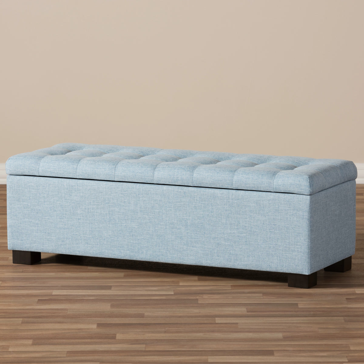 Baxton Studio Roanoke Modern and Contemporary Light Blue Fabric Upholstered Grid-Tufting Storage Ottoman Bench Baxton Studio-benches-Minimal And Modern - 10