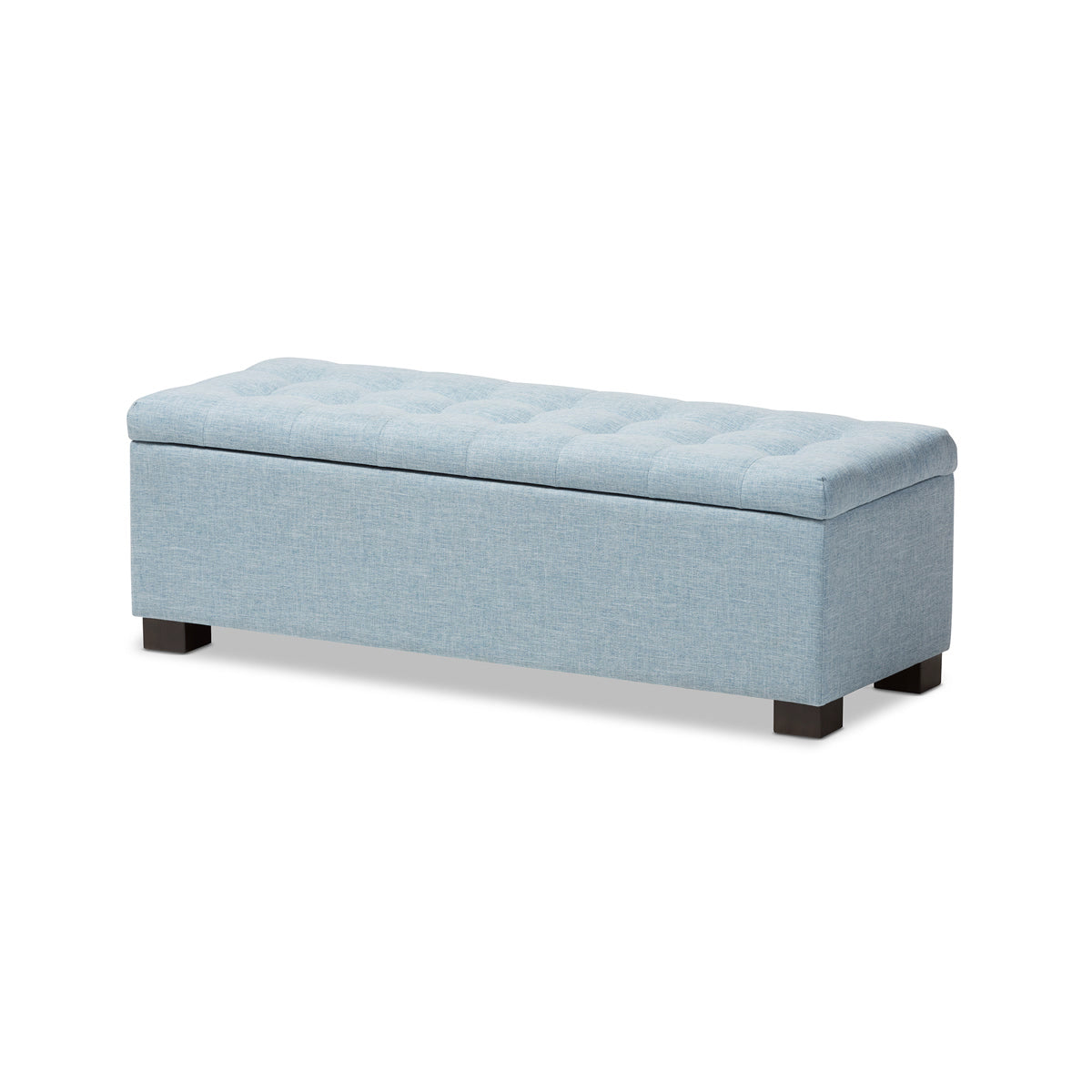 Baxton Studio Roanoke Modern and Contemporary Light Blue Fabric Upholstered Grid-Tufting Storage Ottoman Bench Baxton Studio-benches-Minimal And Modern - 2