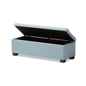 Baxton Studio Roanoke Modern and Contemporary Light Blue Fabric Upholstered Grid-Tufting Storage Ottoman Bench Baxton Studio-benches-Minimal And Modern - 3