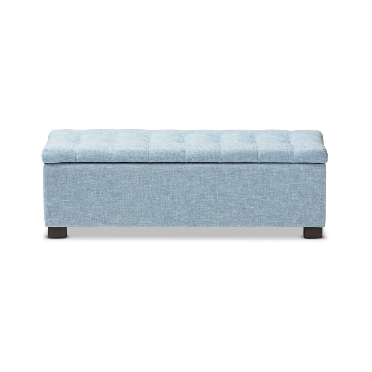 Baxton Studio Roanoke Modern and Contemporary Light Blue Fabric Upholstered Grid-Tufting Storage Ottoman Bench Baxton Studio-benches-Minimal And Modern - 4