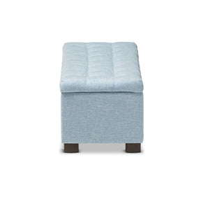 Baxton Studio Roanoke Modern and Contemporary Light Blue Fabric Upholstered Grid-Tufting Storage Ottoman Bench Baxton Studio-benches-Minimal And Modern - 5