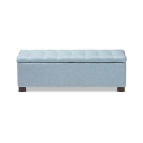 Baxton Studio Roanoke Modern and Contemporary Light Blue Fabric Upholstered Grid-Tufting Storage Ottoman Bench Baxton Studio-benches-Minimal And Modern - 6