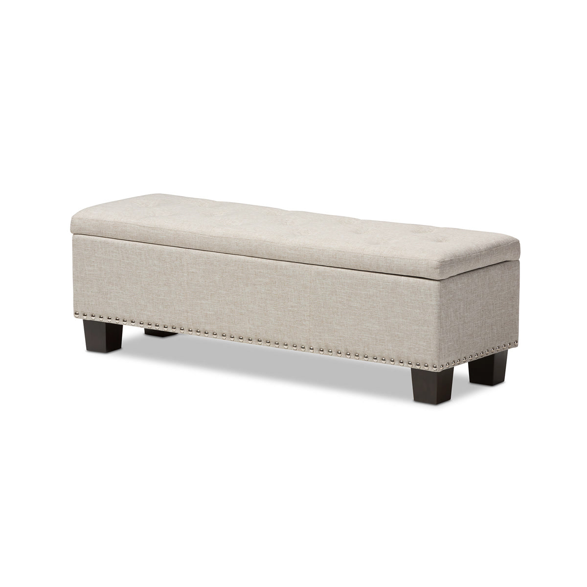 Baxton Studio Hannah Modern and Contemporary Beige Fabric Upholstered Button-Tufting Storage Ottoman Bench Baxton Studio-benches-Minimal And Modern - 2