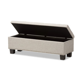 Baxton Studio Hannah Modern and Contemporary Beige Fabric Upholstered Button-Tufting Storage Ottoman Bench Baxton Studio-benches-Minimal And Modern - 3
