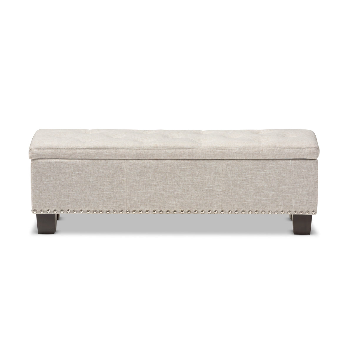 Baxton Studio Hannah Modern and Contemporary Beige Fabric Upholstered Button-Tufting Storage Ottoman Bench Baxton Studio-benches-Minimal And Modern - 4