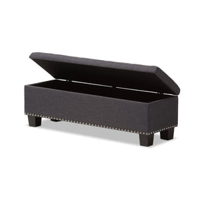 Baxton Studio Hannah Modern and Contemporary Dark Grey Fabric Upholstered Button-Tufting Storage Ottoman Bench Baxton Studio-benches-Minimal And Modern - 3
