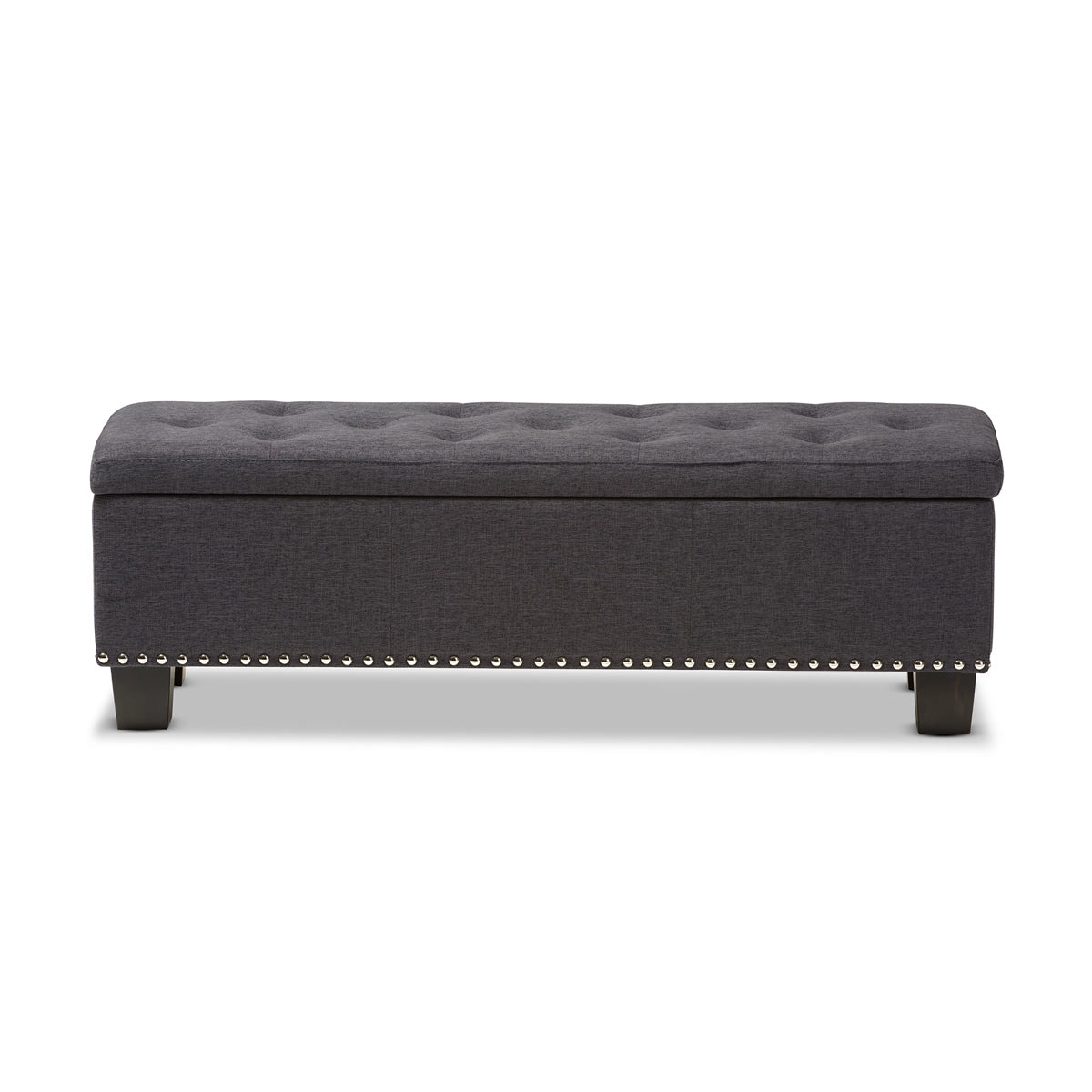 Baxton Studio Hannah Modern and Contemporary Dark Grey Fabric Upholstered Button-Tufting Storage Ottoman Bench Baxton Studio-benches-Minimal And Modern - 4