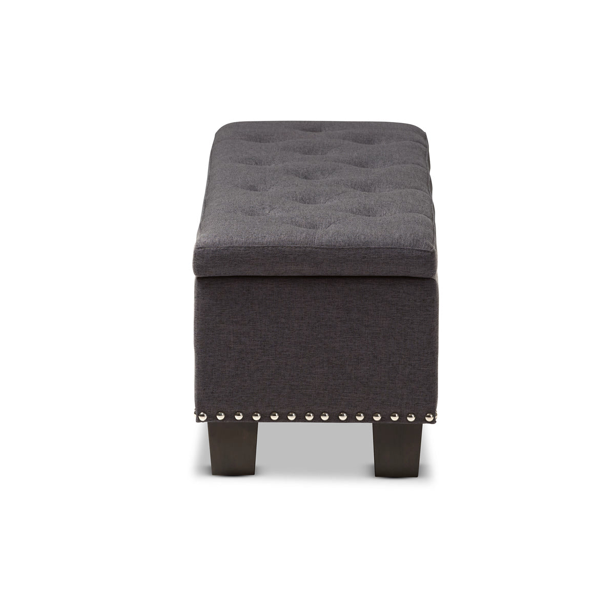 Baxton Studio Hannah Modern and Contemporary Dark Grey Fabric Upholstered Button-Tufting Storage Ottoman Bench Baxton Studio-benches-Minimal And Modern - 5