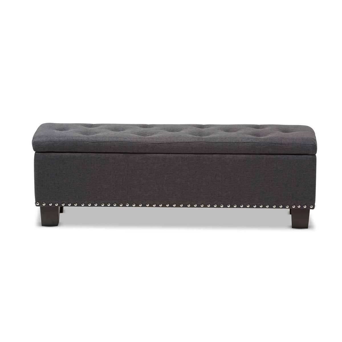 Baxton Studio Hannah Modern and Contemporary Dark Grey Fabric Upholstered Button-Tufting Storage Ottoman Bench Baxton Studio-benches-Minimal And Modern - 6