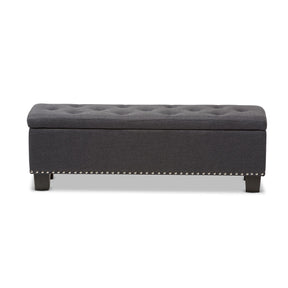 Baxton Studio Hannah Modern and Contemporary Dark Grey Fabric Upholstered Button-Tufting Storage Ottoman Bench Baxton Studio-benches-Minimal And Modern - 6