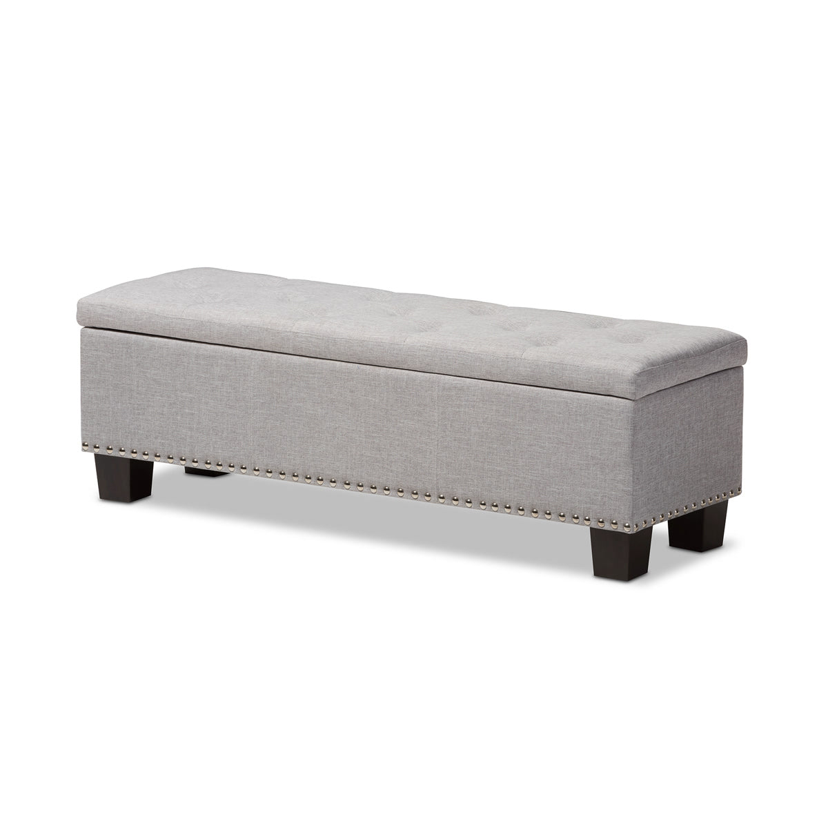 Baxton Studio Hannah Modern and Contemporary Grayish Beige Fabric Upholstered Button-Tufting Storage Ottoman Bench Baxton Studio-benches-Minimal And Modern - 2