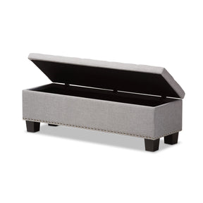 Baxton Studio Hannah Modern and Contemporary Grayish Beige Fabric Upholstered Button-Tufting Storage Ottoman Bench Baxton Studio-benches-Minimal And Modern - 3